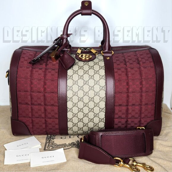 GUCCI Original GG MARMONT Burgundy leather quilted Mini-GG-Canvas Sml Duffle Bag - Picture 2 of 4